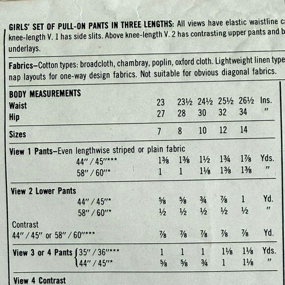 Vintage 80s Simplicity Pattern 5947 Girls Pull-On Shorts Pants Sizes 7-10 UNCUT - Picture 3 of 3